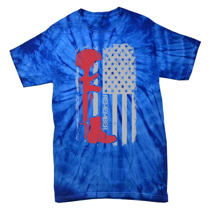 Fallen Soldier Memorial Day Salute Usa American Flag Gift Tie-Dye T-Shirt