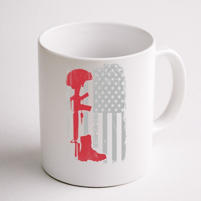 Fallen Soldier Memorial Day Salute Usa American Flag Gift Front & Back Coffee Mug