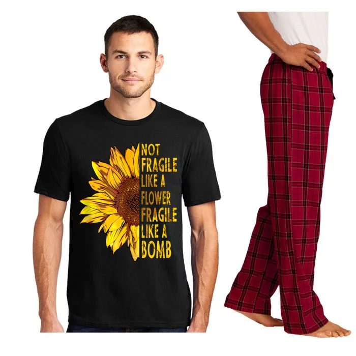 Feminist Sunflower, Not Fragile Like A Flower Fragile Like A Bomb Pajama Set