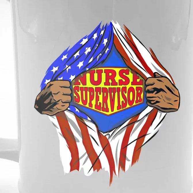 Funny Super Nurse Supervisor Hero Job Cool Gift Front & Back Beer Stein