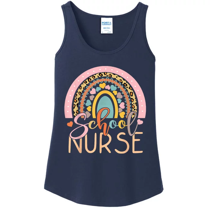 Funny School Nurse Rainbow Leopard Nurse Back To School Ladies Essential Tank