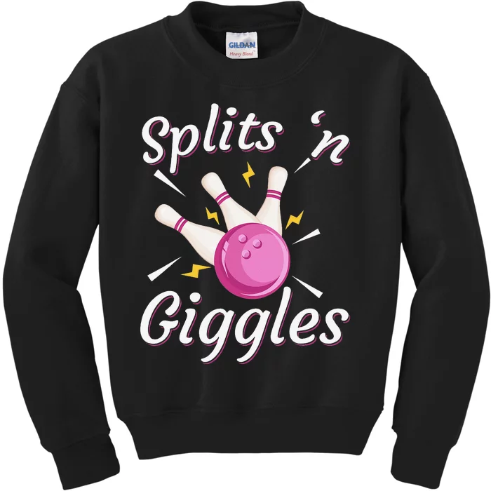 Funny Splits 'n Giggles Bowling Team Bowler Sports Player Kids Sweatshirt