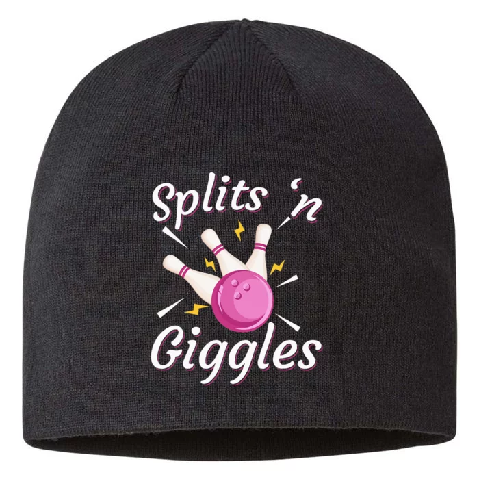 Funny Splits N Giggles Bowling Team Bowler Sports Player 8 1/2in Sustainable Knit Beanie