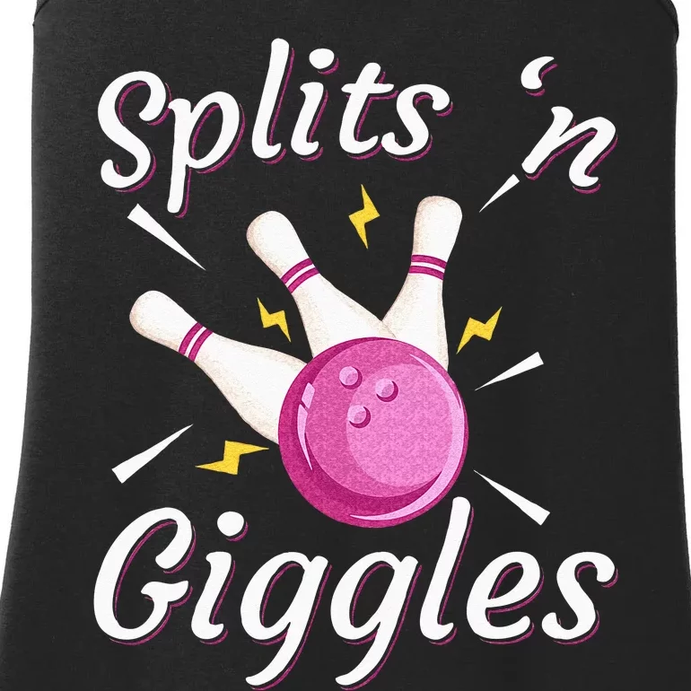 Funny Splits N Giggles Bowling Team Bowler Sports Player Ladies Essential Tank