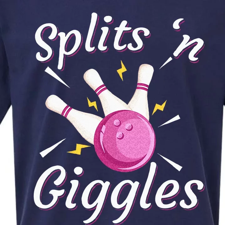 Funny Splits N Giggles Bowling Team Bowler Sports Player Sueded Cloud Jersey T-Shirt