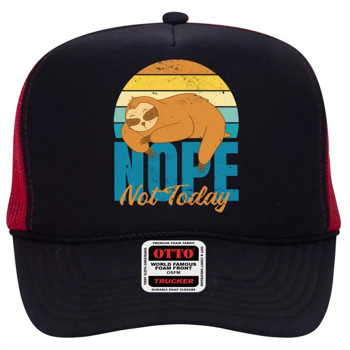 Funny Sloth Nope Not Today Retro Sloth Cute Gift High Crown Mesh Trucker Hat