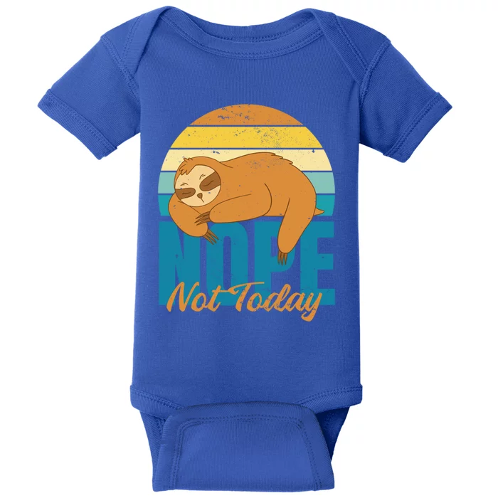 Funny Sloth Nope Not Today Retro Sloth Cute Gift Baby Bodysuit