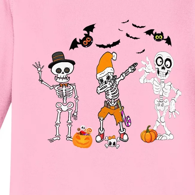 Funny Skull Never Better Skeleton Funny Halloween sarcasm Baby Long Sleeve Bodysuit