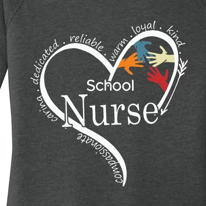 Funny School Nurse Graphic Tops Back To School Gift Women's Perfect Tri Tunic Long Sleeve Shirt