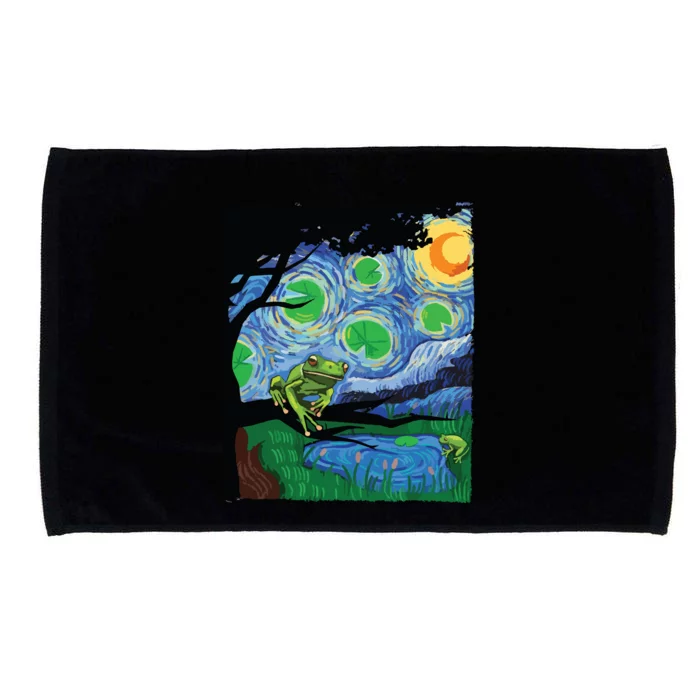 Frog, Starry Night Cat Tee, Van Gogh Frog Gift, Frog Microfiber Hand Towel