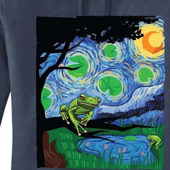 Frog, Starry Night Cat Tee, Van Gogh Frog Gift, Frog Women's Pullover Hoodie