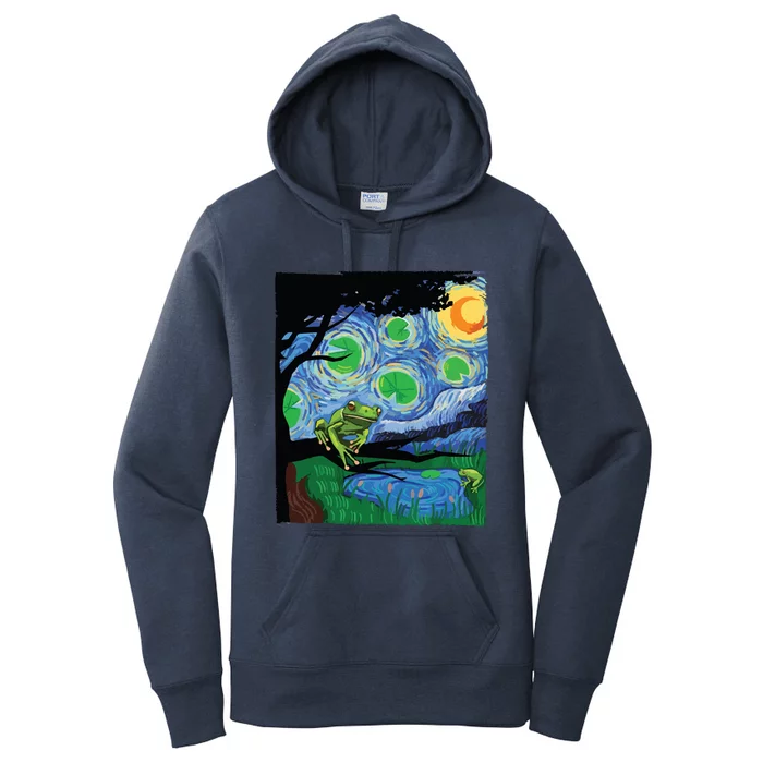 Frog, Starry Night Cat Tee, Van Gogh Frog Gift, Frog Women's Pullover Hoodie