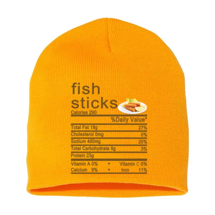 Fish Sticks Nutrition Facts Label Short Acrylic Beanie