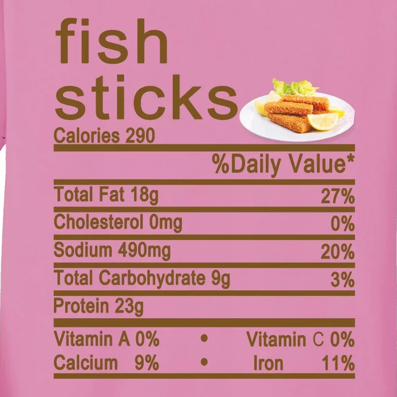 Fish Sticks Nutrition Facts Label Kids Long Sleeve Shirt