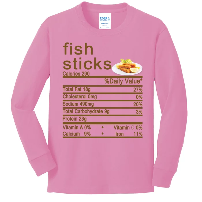 Fish Sticks Nutrition Facts Label Kids Long Sleeve Shirt