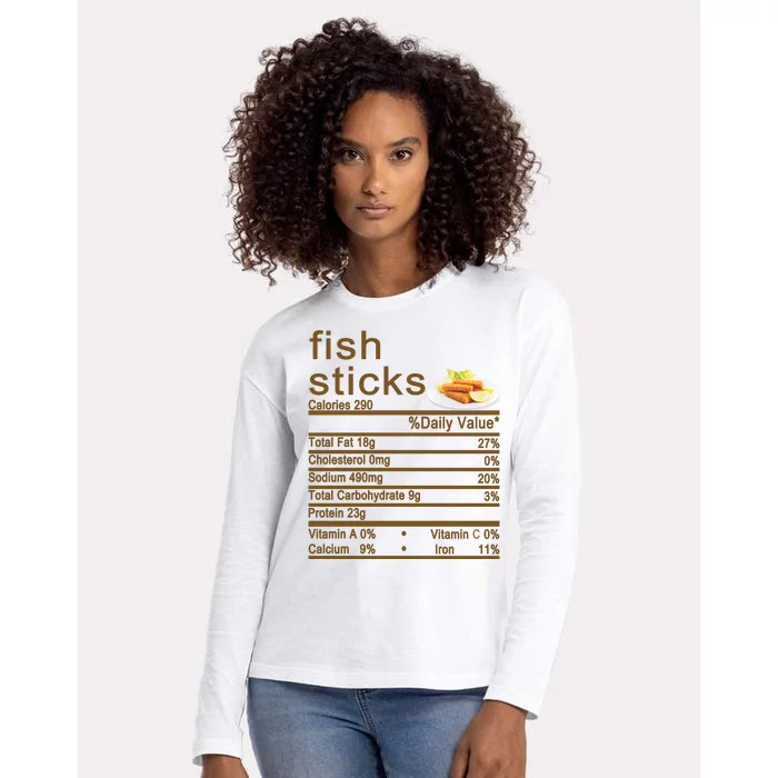 Fish Sticks Nutrition Facts Label Womens Cotton Relaxed Long Sleeve T-Shirt