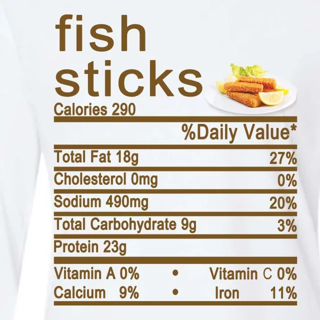 Fish Sticks Nutrition Facts Label Womens Cotton Relaxed Long Sleeve T-Shirt