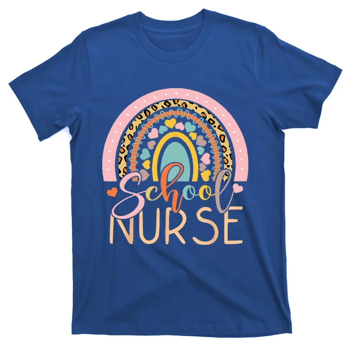 Funny School Nurse Rainbow Leopard Nurse Back To School T-Shirt