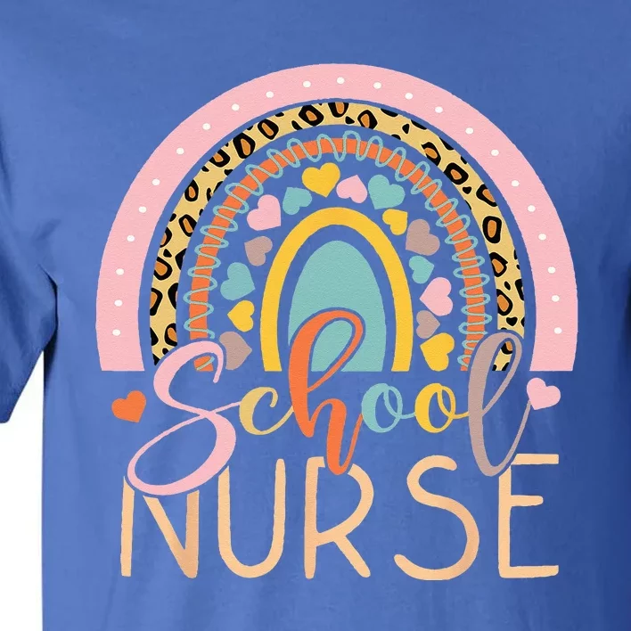 Funny School Nurse Rainbow Leopard Nurse Back To School Tall T-Shirt