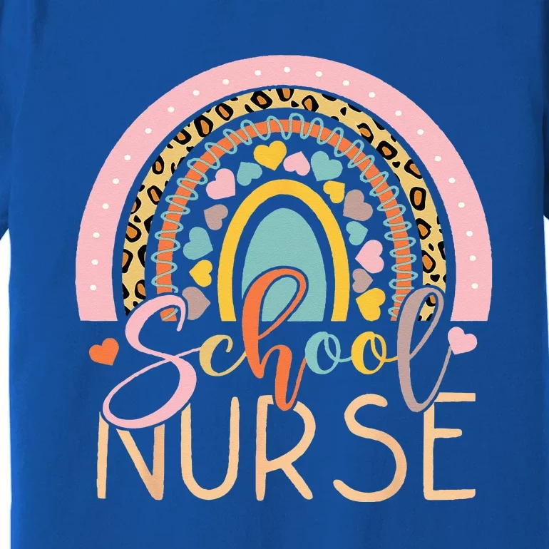 Funny School Nurse Rainbow Leopard Nurse Back To School Premium T-Shirt