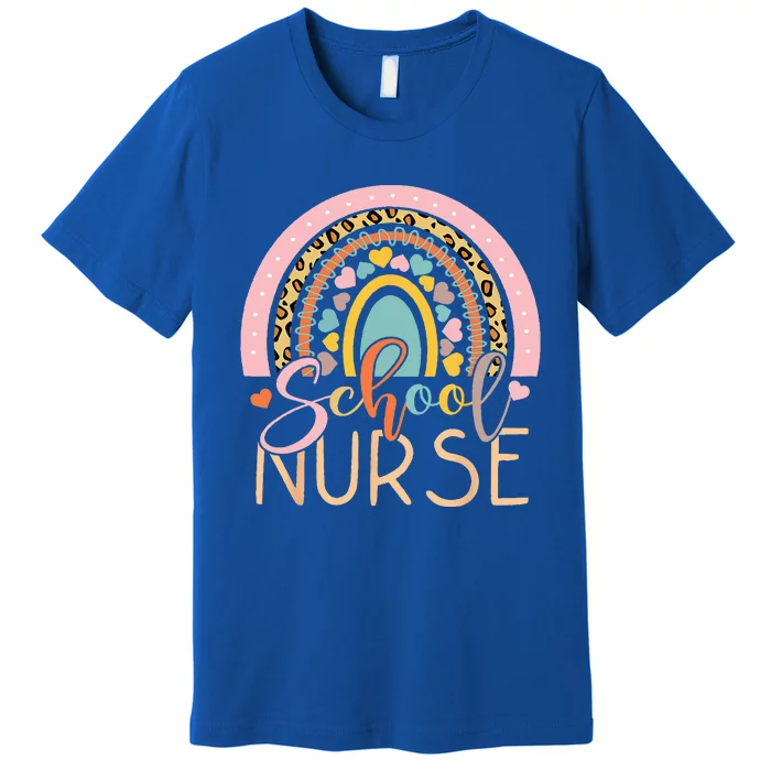 Funny School Nurse Rainbow Leopard Nurse Back To School Premium T-Shirt