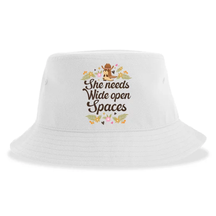 Floral She Needs Wide Open Spaces Country Music Lover The Chicks Country Cowgirl Sustainable Bucket Hat