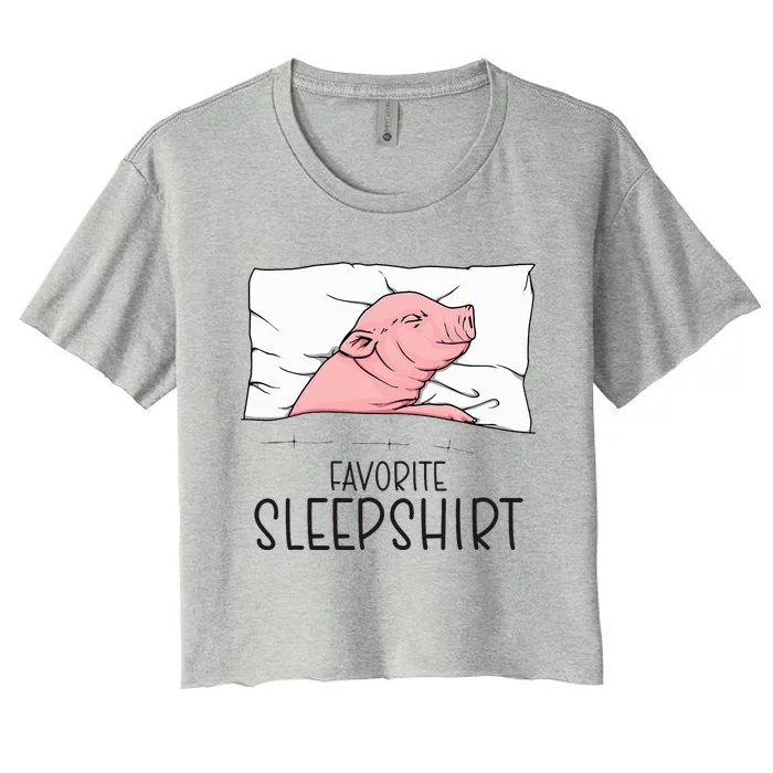 Favorite Sleepshirt Napping Pig Piglet & Piggy Pajama Women's Crop Top Tee