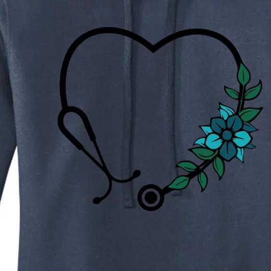 Floral Stethoscope Nurse Flower Heart Stethoscope Nursing Gift Women's Pullover Hoodie