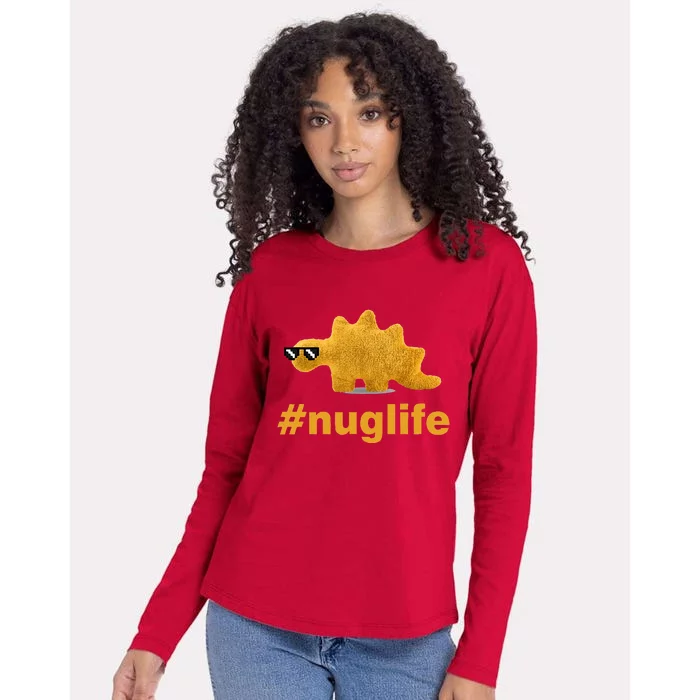 Funny Saying Nuglife Funny Dinosaur Nugget Womens Cotton Relaxed Long Sleeve T-Shirt