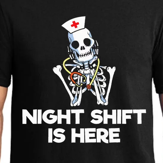 Funny Skeleton Nurse Halloween Night Shift Costume Pajama Set