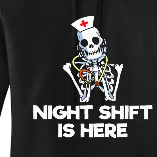 Funny Skeleton Nurse Halloween Night Shift Costume Women's Pullover Hoodie