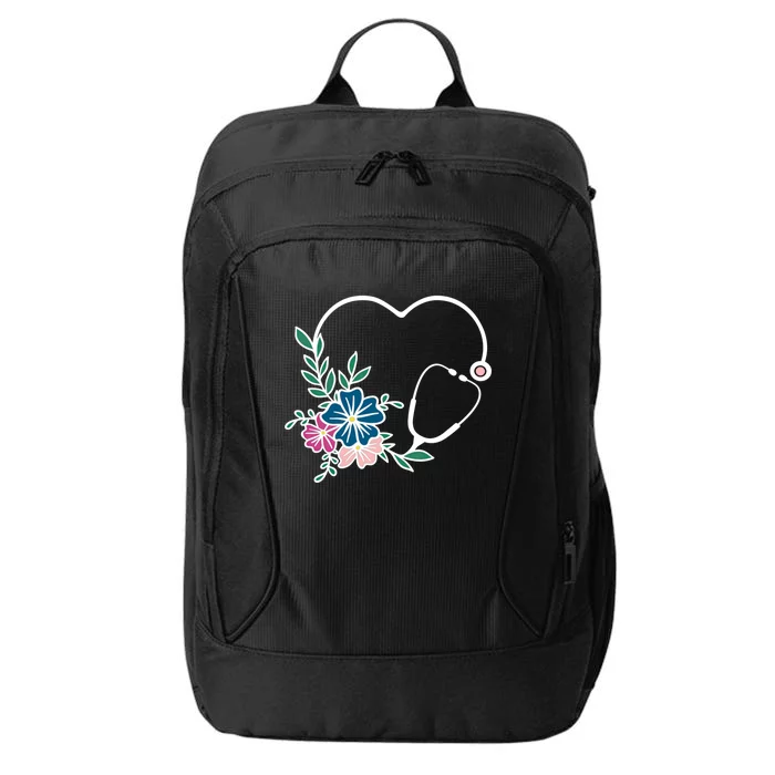 Floral Stethoscope Nurse Healthcare Worker Medical Field Gift City Backpack