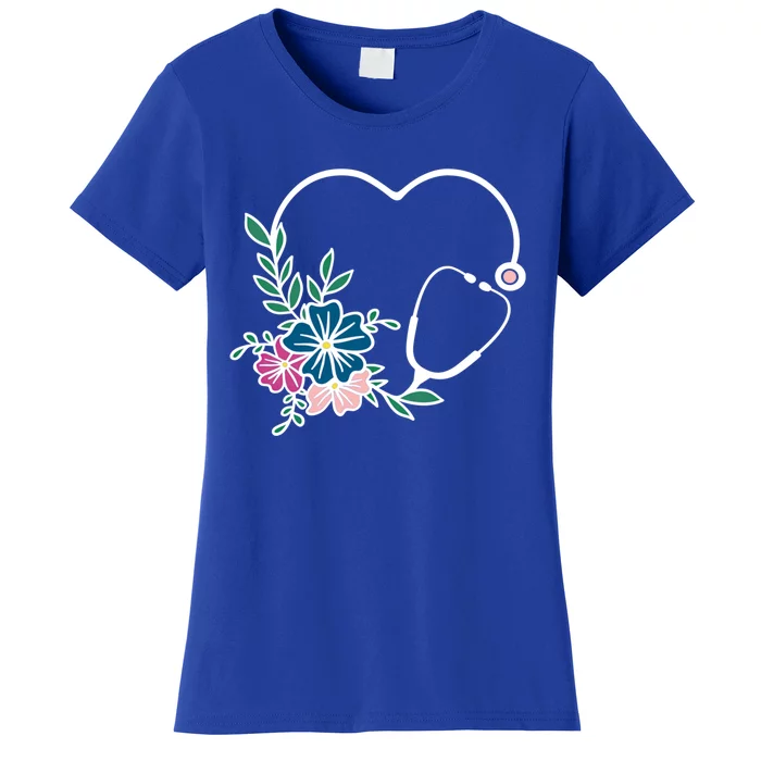 Floral Stethoscope Nurse Healthcare Worker Medical Field Gift Women's T-Shirt