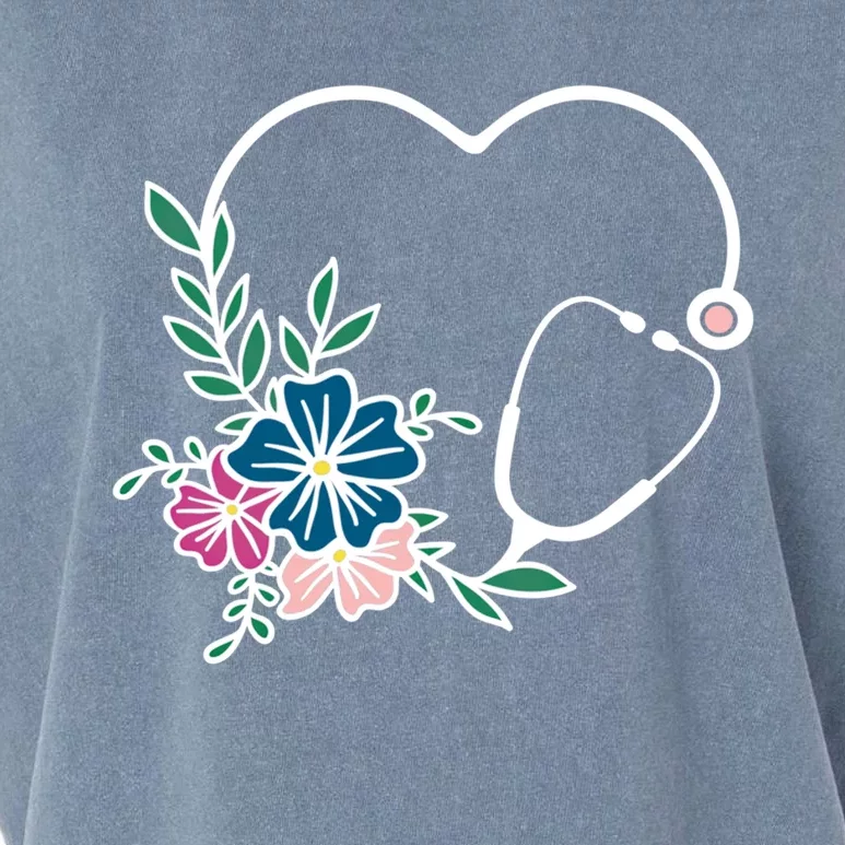 Floral Stethoscope Nurse Healthcare Worker Medical Field Gift Garment-Dyed Women's Muscle Tee