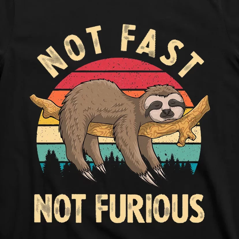 Funny Sloth Not Fast Not Furious Sloth Quote Cute Sloth Gift T-Shirt