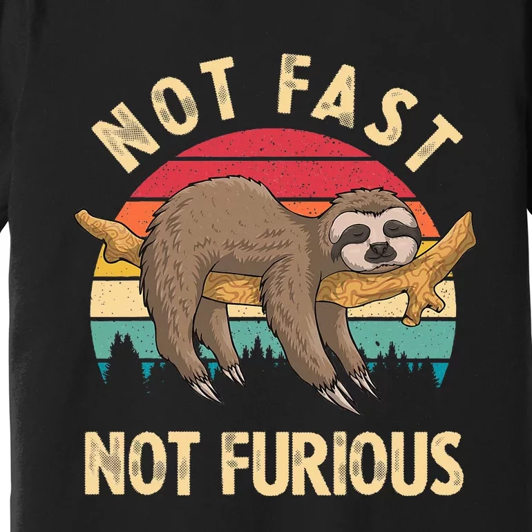 Funny Sloth Not Fast Not Furious Sloth Quote Cute Sloth Gift Premium T-Shirt