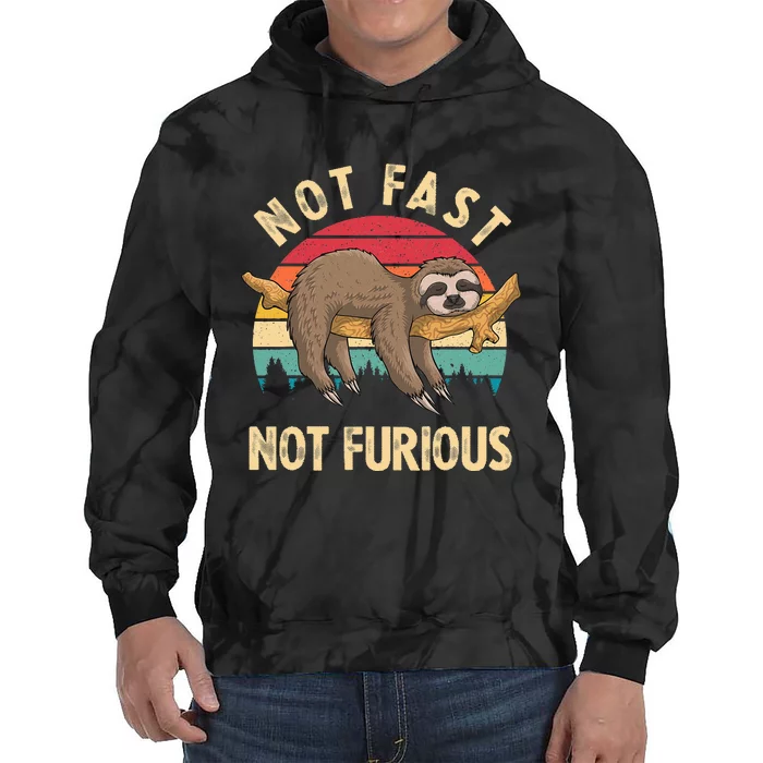 Funny Sloth Not Fast Not Furious Sloth Quote Cute Sloth Gift Tie Dye Hoodie