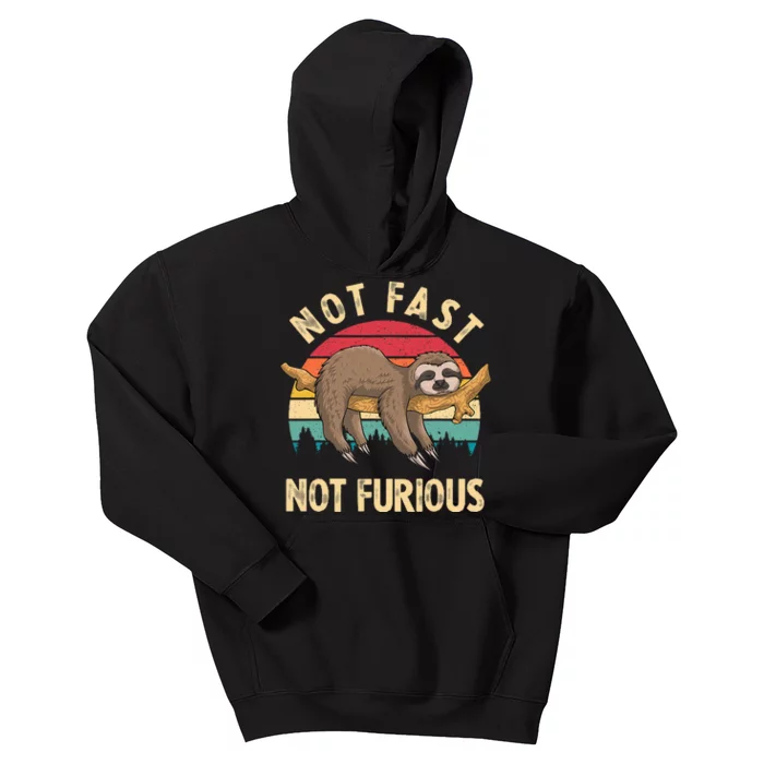 Funny Sloth Not Fast Not Furious Sloth Quote Cute Sloth Gift Kids Hoodie