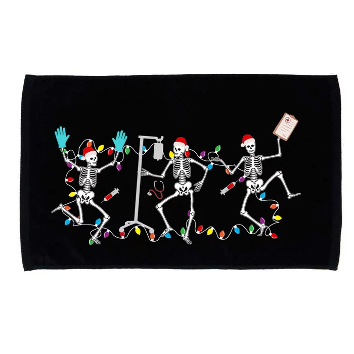 Funny Skeleton Nurse Christmas Skeleton Dancing Xmas Nurse Gift Microfiber Hand Towel