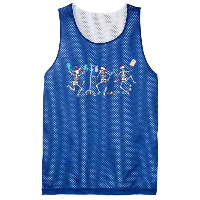 Funny Skeleton Nurse Christmas Skeleton Dancing Xmas Nurse Gift Mesh Reversible Basketball Jersey Tank