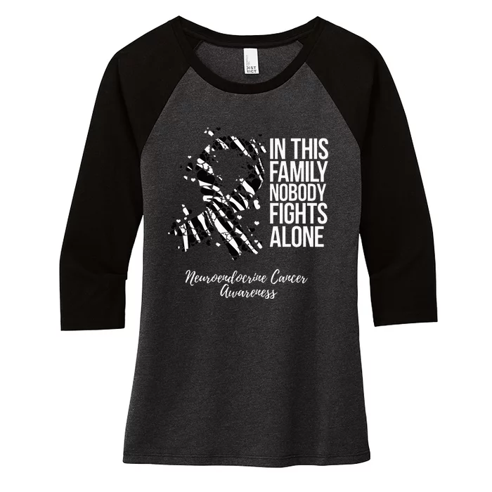 Family Support Neuroendocrine Cancer Awareness Women's Tri-Blend 3/4-Sleeve Raglan Shirt