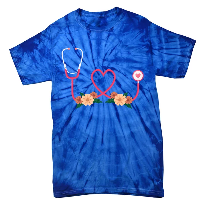 Floral Stethoscope Nurse Flower Female Doctor Gift Tie-Dye T-Shirt