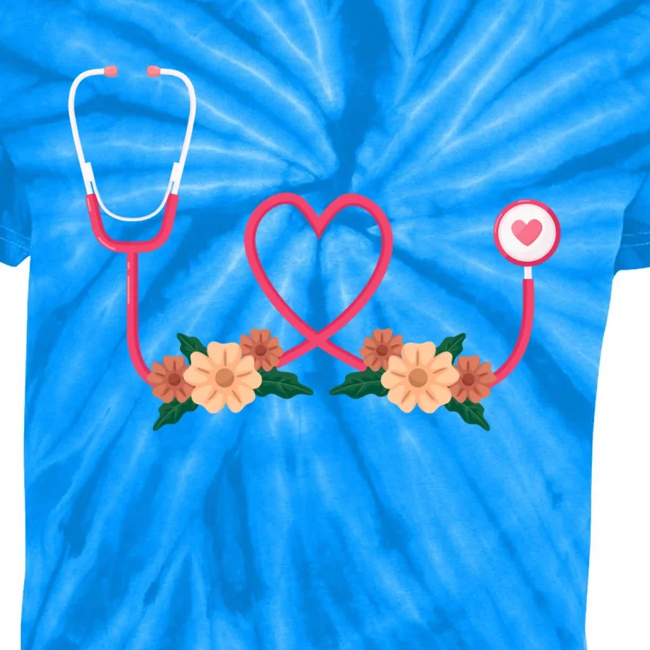 Floral Stethoscope Nurse Flower Female Doctor Gift Kids Tie-Dye T-Shirt