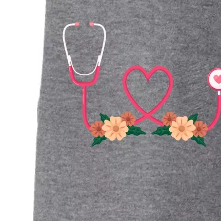 Floral Stethoscope Nurse Flower Female Doctor Gift Doggie 3-End Fleece Hoodie