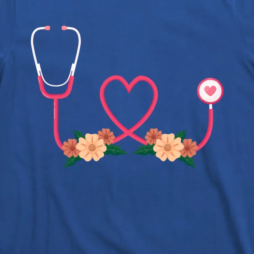 Floral Stethoscope Nurse Flower Female Doctor Cute Gift T-Shirt