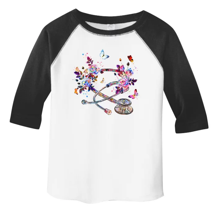 Floral Stethoscope Nursing Medical Tools Science Nurse Hand Gift Toddler Fine Jersey T-Shirt