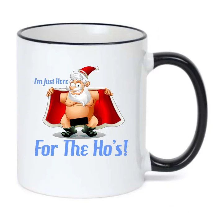 Funny Santa Nude Censored Just Here For The Ho's Black Color Changing Mug