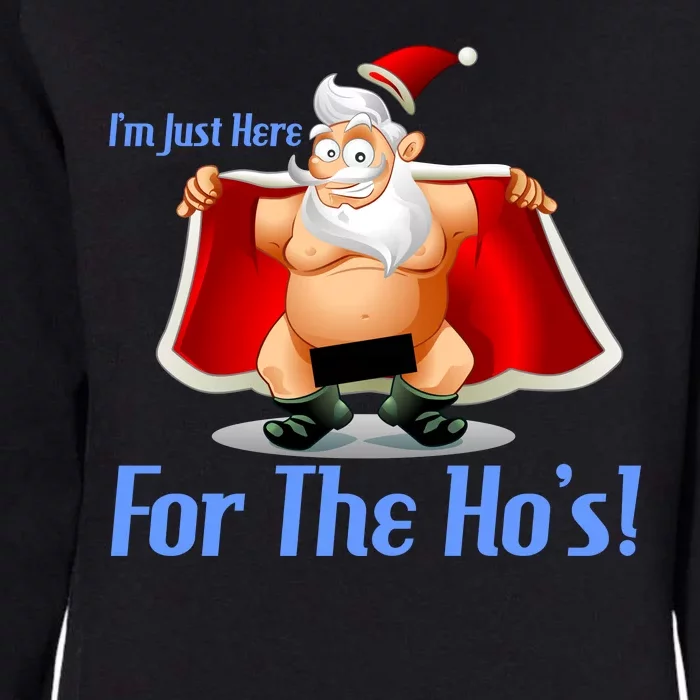 Funny Santa Nude Censored Just Here For The Ho's Womens California Wash Sweatshirt