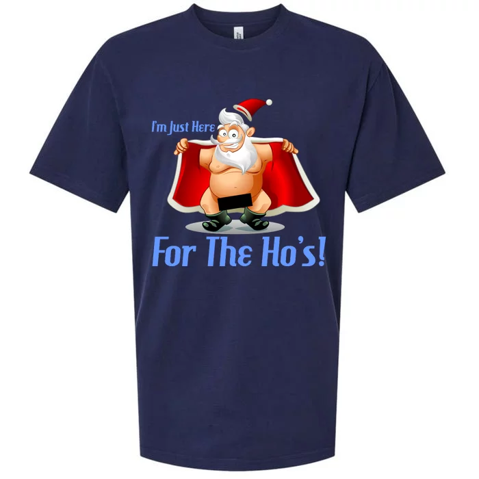 Funny Santa Nude Censored Just Here For The Ho's Sueded Cloud Jersey T-Shirt