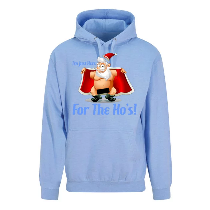 Funny Santa Nude Censored Just Here For The Ho's Unisex Surf Hoodie